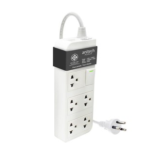 ปลั๊กไฟ (มอก.) 5 ช่อง 3 เมตร สีเทา แอนนิเทค H605Power socket (TIS) 5 outlets 3 m. Gray Anitech H605