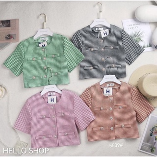 เสื้อคอปผ้าทวิตเนื้อบางลายชิโนริ สไตล์แชแนล น่ารักมาก