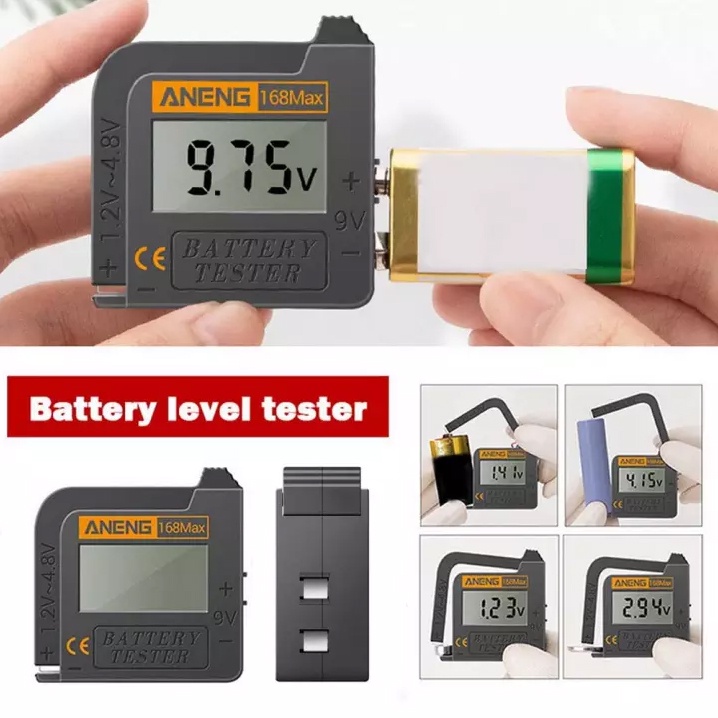 P161 ที่วัดถ่าน เครื่องวัดถ่าน รุ่น 168Max ใช้ได้กับถ่าน AA , AAA , 9V , 1.5V ขนาดเล็กพกพาสะดวก ทนทา