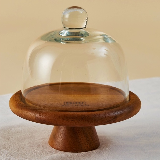 BILLI DESIGN [GLASS DOME STAND] โดมเค้กขาพานฝาครอบเเก้ว ขนาดมินิ รุ่นขาบาน
