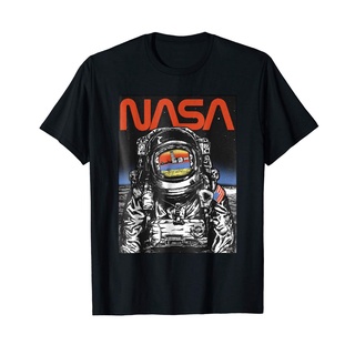 เสื้อยืดราคาถูกสุดๆเสื้อยืดลําลอง ผ้าฝ้าย พิมพ์ลายนักบินอวกาศ Nasa Moon Reflection สไตล์วินเทจ สําหรับผู้ชายขนาดเต็มS-5X