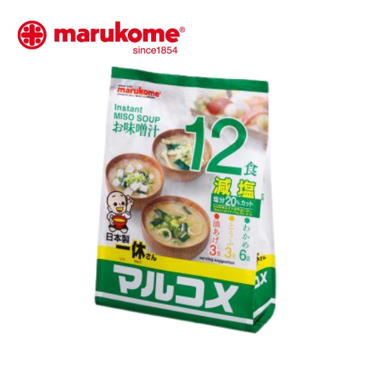MARUKOME INSTANT MISO SOUP IKKYU SAN GENEN 12S ซุปมิโซะกึ่งสำเร็จรูป สูตรลดเค็ม20%