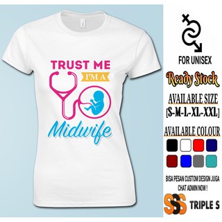 เสื้อยืด พิมพ์ลาย Midwifes Profession สกรีน 3 โทน สีชมพู สีฟ้า สีเหลือง