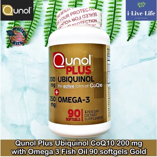 ยูบิควินอล Plus Keneka Ubiquinol™ 200mg with Omega-3: 250mg 90 softgels - Qunol