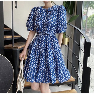 Blue Printed Dress เดรสน้ำเงิน