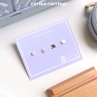 (กรอกโค้ด GG24P ลด 65.-) earika.earrings - rainy set เซ็ตต่างหูฤดูฝนเงินแท้ เหมาะสำหรับคนแพ้ง่าย