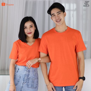 Expogarment เสื้อยืดสีส้ม คอกลม คอวี คอตตอน100%  ไม่มีตะเข็บข้าง ไซส์S-6XL หดเกิน3%ยินดีคืนเงิน