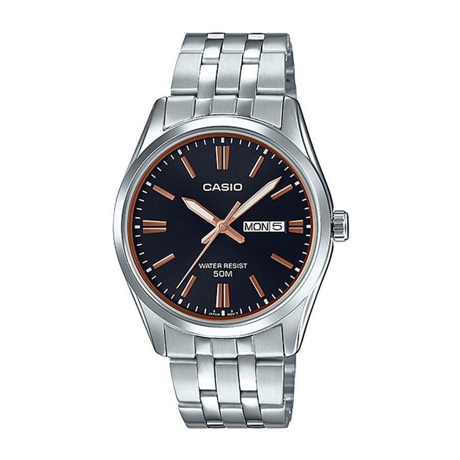 Casio Standard นาฬิกาข้อมือผู้ชาย สายสแตนเลส รุ่น MTP-1335,MTP-1335D,MTP-1335D-1A2 - สีดำ