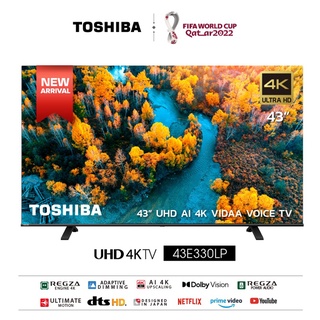 TOSHIBA โตชิบา 4K สมาร์ท UHD ทีวี 43 นิ้ว รุ่น 43E330LP สีดำ