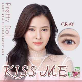 คอนแทคเลนส์ รุ่น mini Kiss me ยี่ห้อ Pretty doll รุ่นใหม่ มีสีเทา ตาล สายตาปกติ