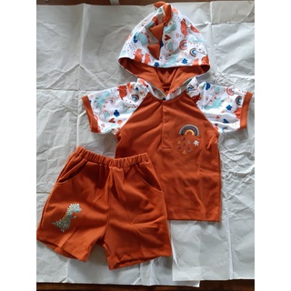 ฮู้ดไดโนเสาร์เดมิ ไซส์ 18-24M ของใหม่ The little Dino 3 -Top &amp; Pants Demi Demi_brand