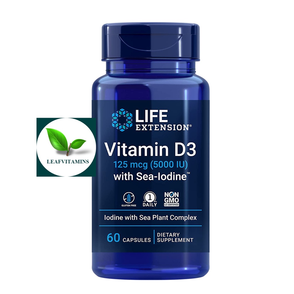 Life Extension Vitamin D3 with Sea-Iodine™ 125 mcg (5000 IU) / 60 Capsules