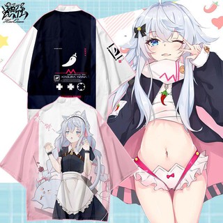 ┅✿Kagura God Rakura Nanana แขนสั้น Hakki Ayame dog Xin Dang Yuori เสื้อยืดสำหรับผู้ชายและผู้หญิง vtuber house clothes [โ