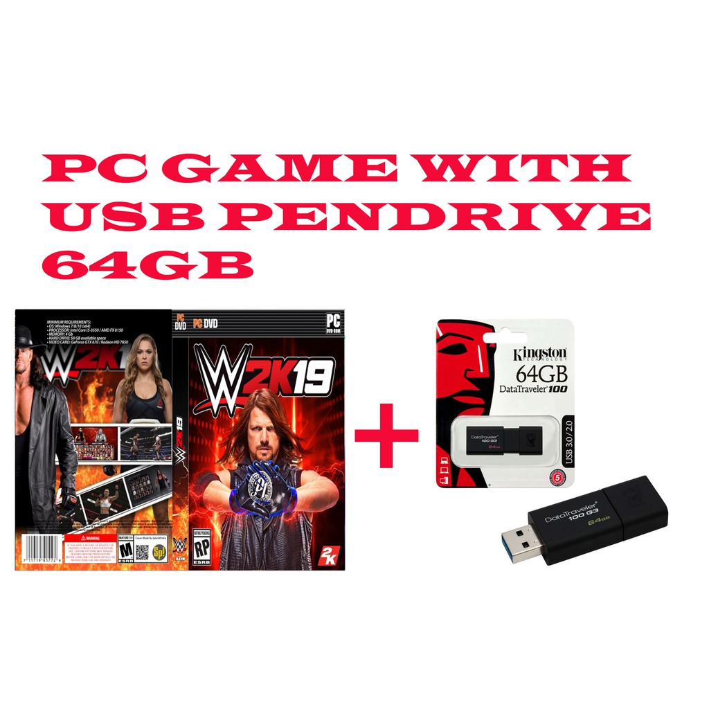 เกมพีซี WWE 2K19 + 64GB USB INSTALLER