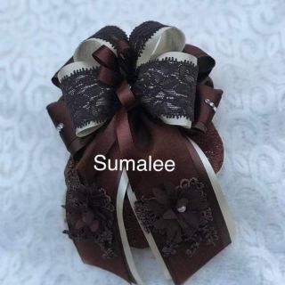 เน็ตติดผม Sumalee งาน Handmade สีน้ำตาล-ครีม มีลูกไม้สีน้ำตาล