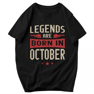 [COD]พร้อมส่ง เสื้อยืดแขนสั้น ผ้าฝ้าย 100% พิมพ์ลาย Legends Are Born In October หลายสี พลัสไซซ์ แฟชั่นฤดูร้อน สําหรับผู้