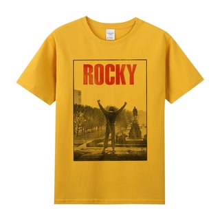 เสื้อยืดผู้ชาย อเมริกันทีวีซีรีส์ Rocky Stallone พิมพ์มวย ufc mma พิมพ์ฝ้ายคอกลมแขนสั้นครึ่งแขนชาย S-5XL