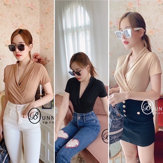 บอดี้สูท Bodysuit 🔥คอไขว้ผ้าร่องเนื้อสวย ผ้าดี ใส่แล้วเซ็กซี่ งานตรงปก 💯 พร้องส่ง📌ส่งไว