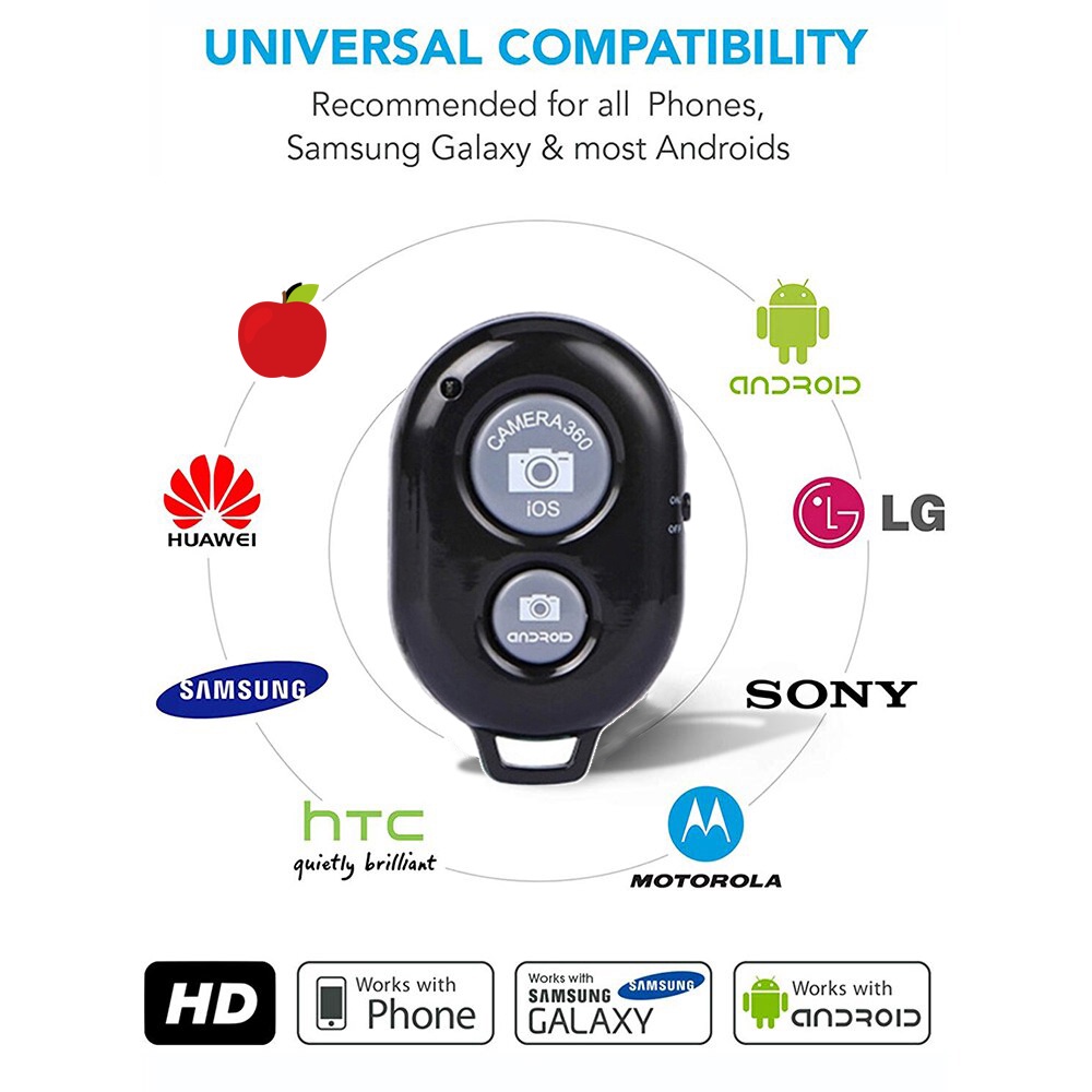 คลังสินค้าพร้อม Bluetooth Shutter Release Remote สําหรับโทรศัพท์/แล็ปท็อป/แท็บเล็ต/PC Mini Wireless Camera Shutter พร้อมแบตเตอรี่ฟรี - รูปที่ 7