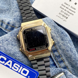 นาฬิกาข้อมือสายเลท  casio คาสิโอ้ ระบบดิจิตอล   มีวันที่ เดือน ปี มีไฟดูเวลากลางคืน พร้อมกล่องกระดาษคาสิโอ้