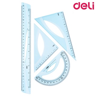 Deli H13 Drafting Set ชุดเรขาคณิต บรรจุ 4 ชิ้น (แพ็ค 1 ชุด) เครื่องเขียน อุปกรณ์การนักเรียน ชุดเรขา ชุดวงเวียน