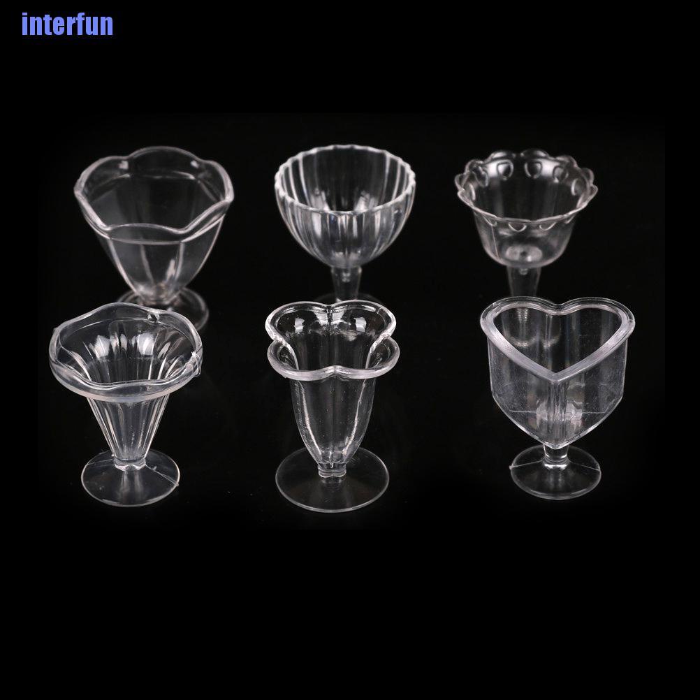 (Interfun) ชุดถ้วยไอศกรีมจิ๋ว สําหรับบ้านตุ๊กตา 6 ชิ้น