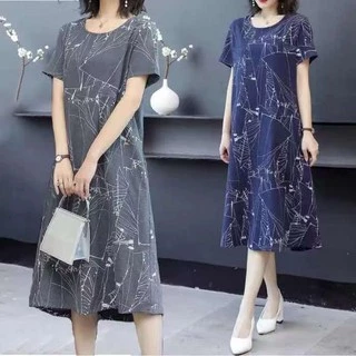 เดรสวยกลางคน ชดแม ชดเดรสไซสใหญ M-4XL ผาไหมอตาล ใสสบาย ไมรอน พรอมสง