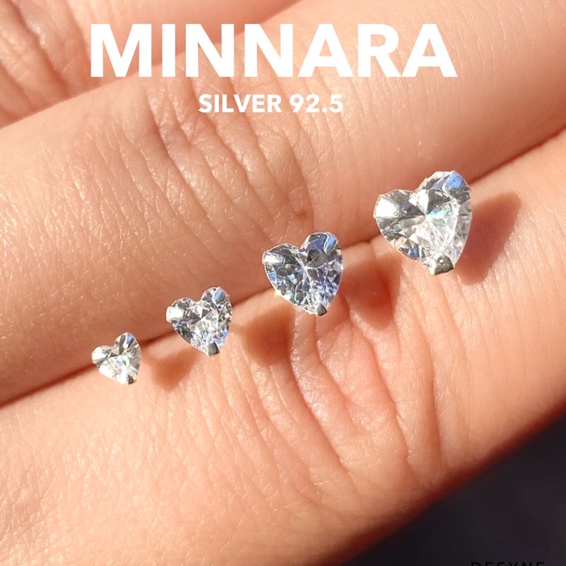 ราคาต่อคู่ ต่างหูเงินแท้ Silver 92.5 หัวใจเพชร CZ หัวใจ . ใสๆ ❤️ เงินแท้ ไม่แพ้ ไม่คัน 💖