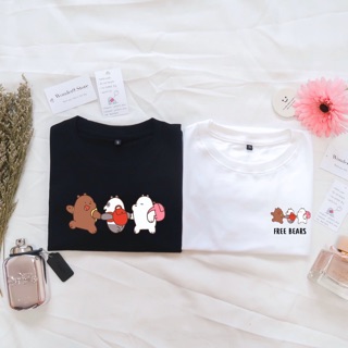 เสื้อยืดโอเวอร์ไซส์เสื้อยืดสกรีนลาย We bare bearss น่ารักๆ มีไซส์เด็กS-3XL