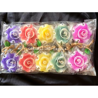 เทียนดอกไม้(10pcs.) เทียนลอยน้ำ เทียนดอกกุหลาบ Floting Candle