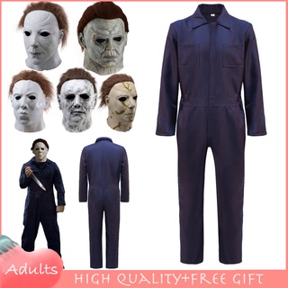 หน้ากากคอสเพลย์ Michael Myers Murderer Uniform สําหรับผู้ชาย และผู้หญิง เหมาะกับงานปาร์ตี้ฮาโลวีน