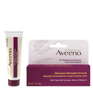 EXP:02/2024พร้อมส่ง !!! Aveeno Active Naturals 1% Hydrocortisone Anti-Itch Cream ครีมทาแก้คัน ผดผื่น ผื่นแพ้