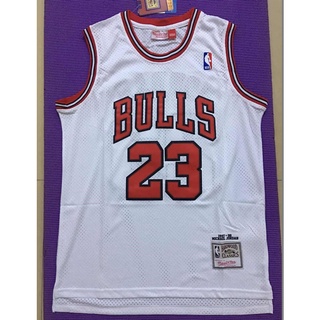 ใหม่ Chicago Bulls ปี 1997-98 สําหรับผู้ชาย #23 เสื้อกีฬาบาสเก็ตบอล ปักลาย Michael MN สีขาว