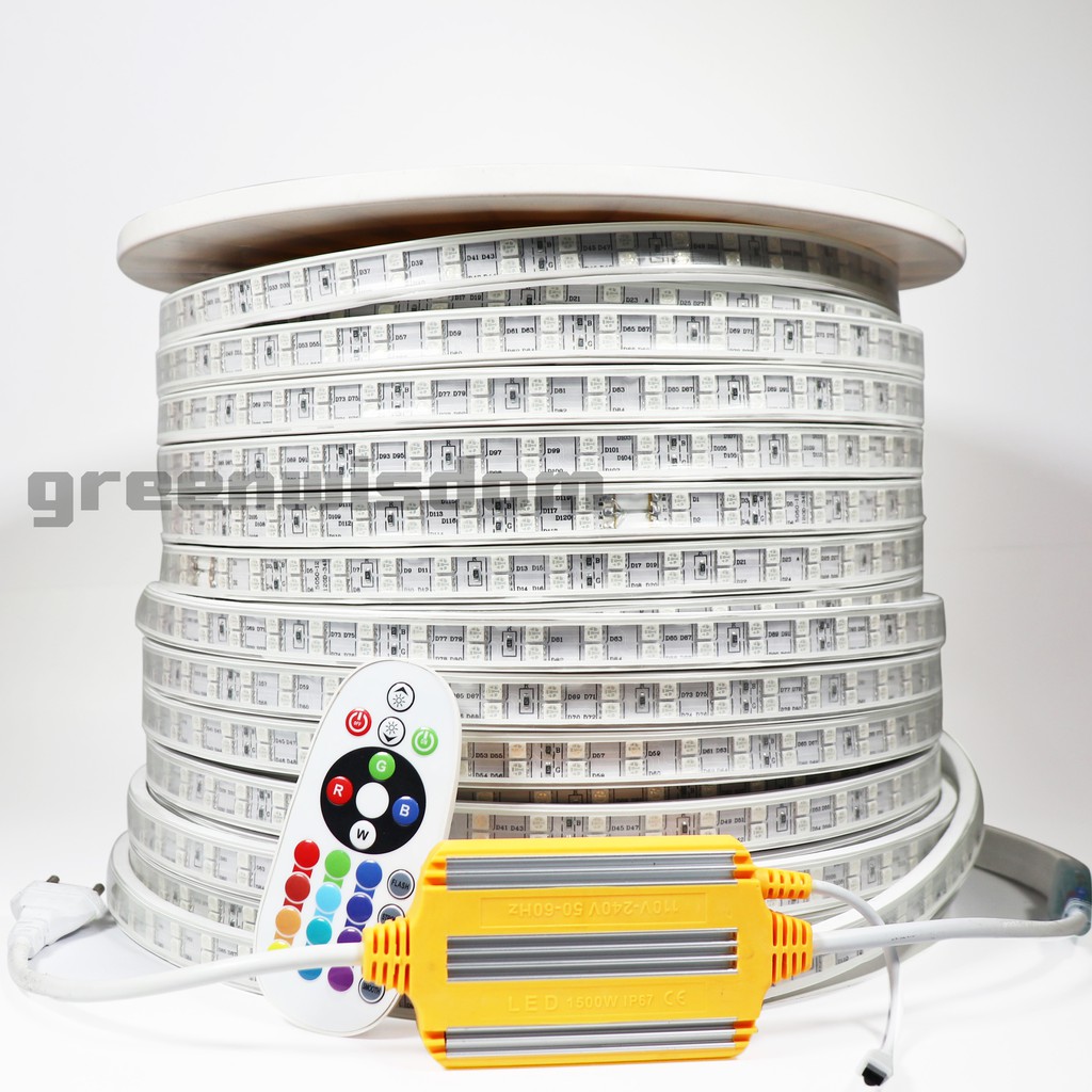 RGB LED 220V RGB5050 2แถบ ไฟเส้น rgb กันน้ำ เปลี่ยนสีได้ ไฟตกแต่งห้อง ไฟตกแต่งบ้าน ไฟแต่งห้อ