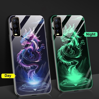 เคสกระจกนิรภัย แบบแข็ง ลายอนิเมะมังกรเรืองแสง สําหรับ Vivo Y12s Y12 Y12s Y20 2021 Y20s G Y17 Y12A Y11s Y15 Y19 Y30 Y30i Y50 Y72 5G V23 5G S1 2021