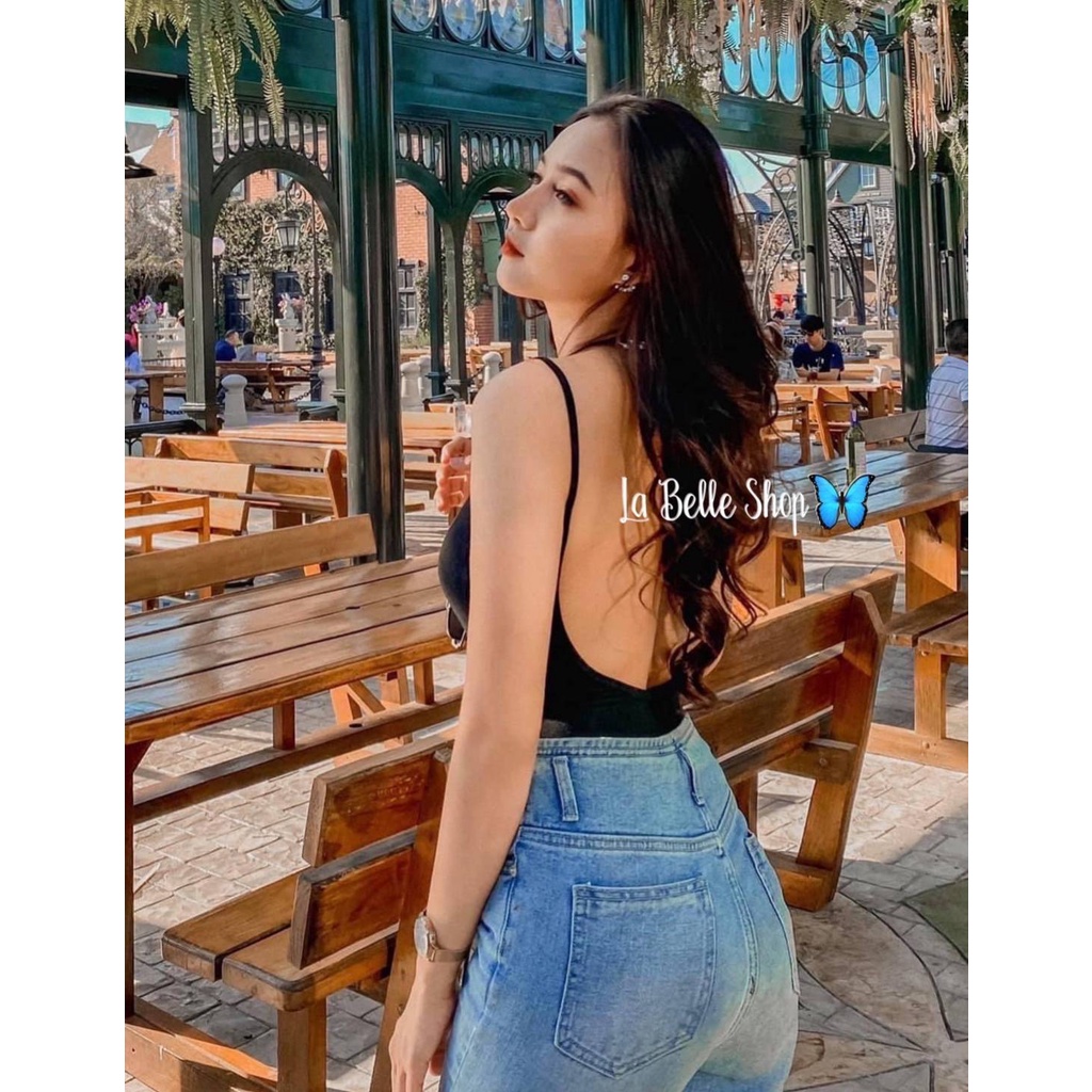 🩱🎗Body Suit 🎗🩱 บอดี้สูทสายเดี่ยว เว้าหลังลึก!! เป้าแกะได้+มีเสริมฟองน้ำในตัว!! งานผ้าเรย่อนอย่างดี