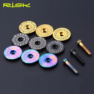 Risk ฝาครอบถ้วยคอจักรยาน ไทเทเนียมอัลลอย น้ําหนักเบา 1 ชุด และสลักเกลียวคอจักรยาน M6X30 มม. 3 สี