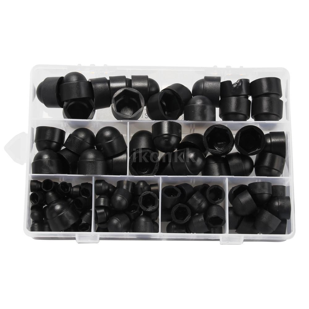 Kkmoon 145pcs M4 M5 M6 M8 M10 M12 Acorn Cap Nuts Black Assorted