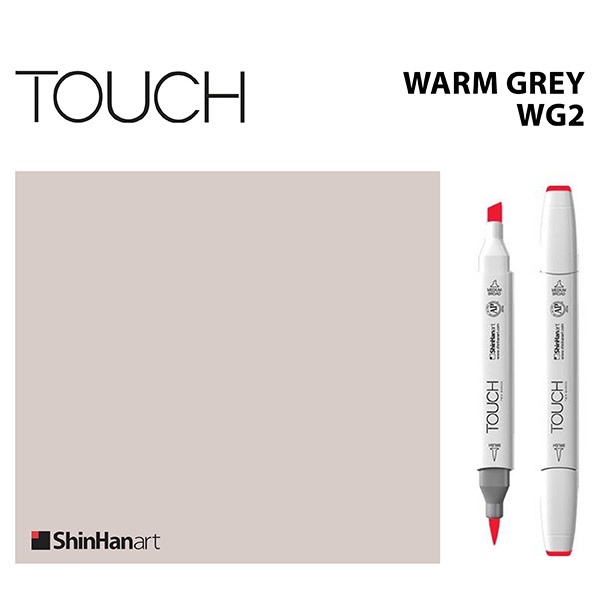 TOUCH TWIN BRUSH MARKER WG2 (WARM GREY) / มาร์คเกอร์หัวพู่กัน-หัวตัดขนาดกลาง รหัส WG2 (WARM GREY)