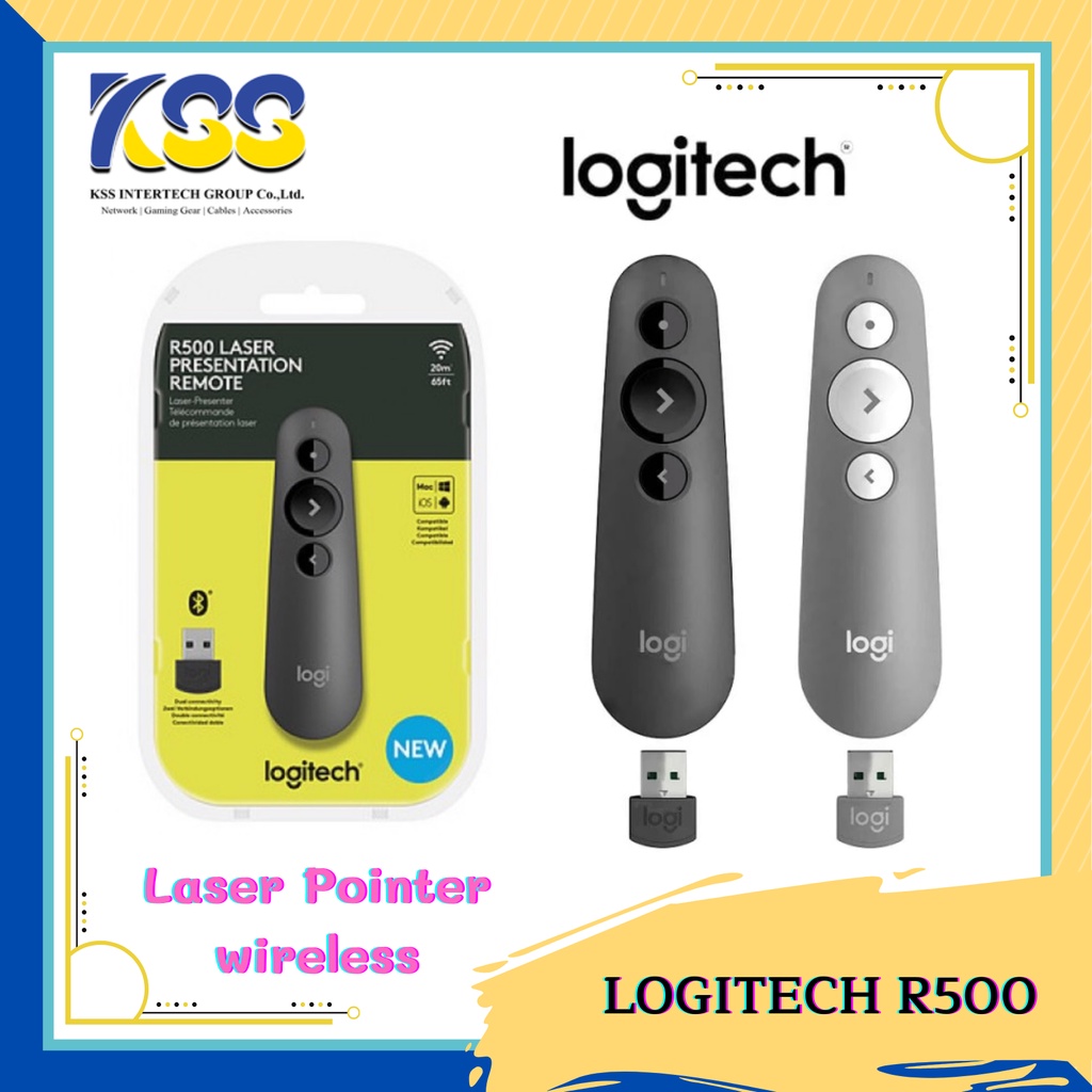 Logitech R500 Laser Presentation Remote รีโมทพรีเซนต์ไร้สายแบบ Bluetooth รับประกันสินค้า 1 ปี
