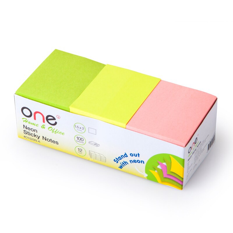 กระดาษโน้ตสะท้อนแสง 1.5x2นิ้ว (12เล่ม) ONE O1520N-A Reflective note paper, 1.5x2 inches (12 books) O