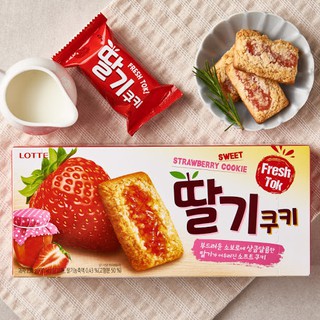 พร้อมส่ง 딸기쿠키 คุกกี้สตรอเบอรี่ Lotte Strawberry Cookie 230g