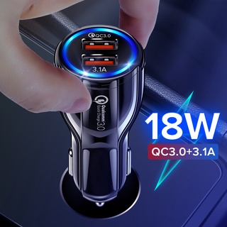 ที่ชาร์จในรถ 18W ที่ชาร์จแบตในรถ PD Type-c ชาร์จเร็ว USB car charger หัวชาร์จ QC3.0 ชาร์จในรถ แฟลชชาร์จ ที่ชาร์จในรถยนต์ ที่จุดบุหรี่ 18W Dual USB ที่ชาร์จในรถ LED ชาร์จเร็ว QC ปลั๊กชาร์จโทรศัพท์มือถือ สําหรับรถยนต์ทุกรุ่น