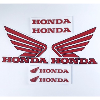 สติ๊กเกอร์ปีกนกฮอนด้า สติ๊กเกอร์ Honda สีแดง พื้นใส 6ชิ้น สติกเกอร์ ฮอนด้า ปีกนก ติดรถ แต่งรถ มอเตอร์ไซค์ Racing Sticker