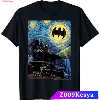 Z009Kesya เสื้อยืดสีพื้นคอกลม DC Comics Batman Starry Night Style Painting T-Shirt sale BATMAN แบทแมน