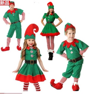 ☜ชุดคริสมาสต์เอลฟ์ เสื้อคริสต์มาส สีเขียวแดง ชุดแฟนซี ชุดแซนต้า ชุดแซนตี้ผู้หญิง/ผู้ชาย/เด็ก/ผู้ใหญ่ สินค้ามีพร้อมส่ง✻