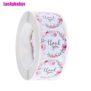 Luckybabys สติกเกอร์ Thank You ลายดอกไม้ สําหรับตกแต่ง 500 ชิ้น /