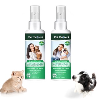 สเปรย์ดับกลิ่นปาก หอมสดชื่น ช่วยลดคราบหินปูน Pet Protect สำหรับหมา แมว ขนาด 118 ml. Pet Dental Spray Petass