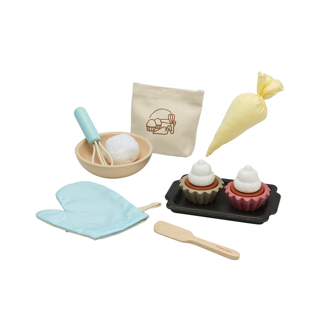 PlanToys ของเล่นไม้ 3626 Cupcake Set ชุดทำคัพเค้ก เสริมพัฒนาการ สำหรับเด็กอายุ 2 ปี ขึ้นไป