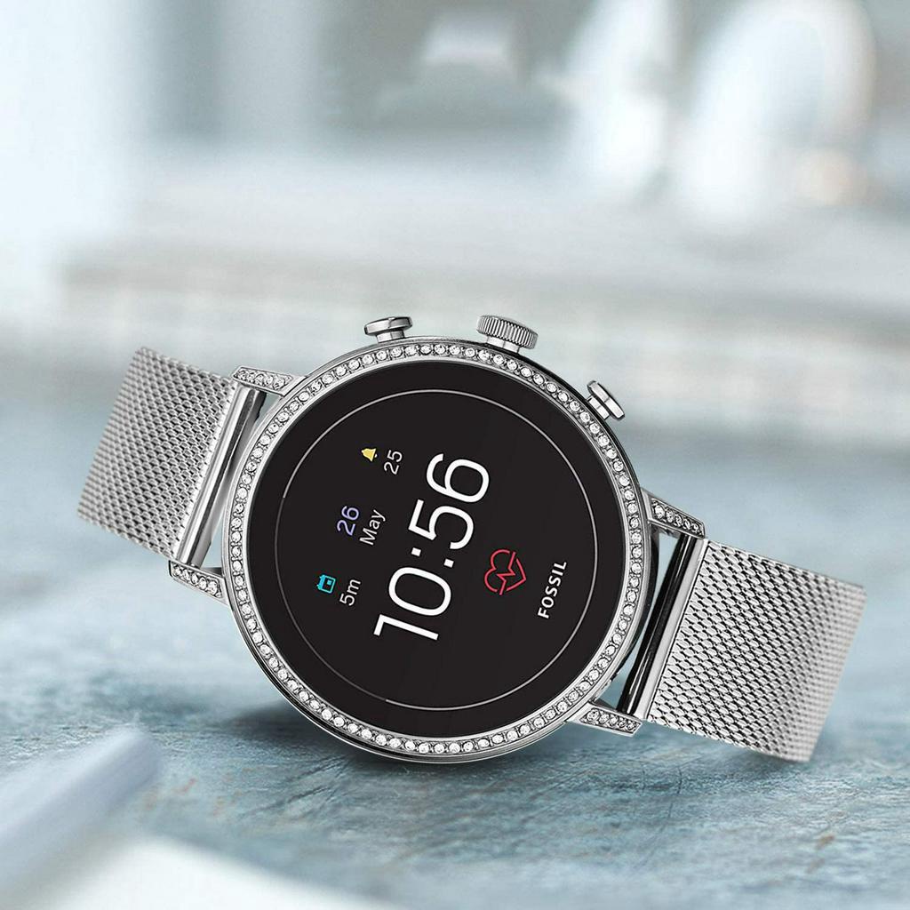 สำหรับ Fossil Women s Gen 4 Venture HR Watchband, Lamshaw 18mm ตาข่ายทอสายนาฬิกาสแตนเลส QUICK